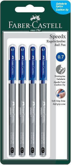Faber-Castell SpeedX Pen Ballpoint 0.7mm Blue with Blue Ink 4pcs
