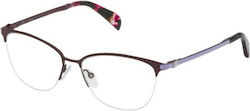 Tous Metal Eyeglass Frame Burgundy VTO350 0R50