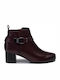 Caprice Leather Women's Ankle Boots Burgundy