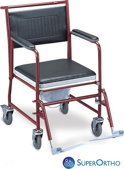 SuperOrtho Αναπηρικό Αμαξίδιο Μπάνιου Απλού Τύπου 44cm Commode1R Κόκκινο