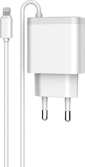 Ldnio Φορτιστής με 2 Θύρες USB-A και Καλώδιο Lightning 15.5W Λευκός (A321)