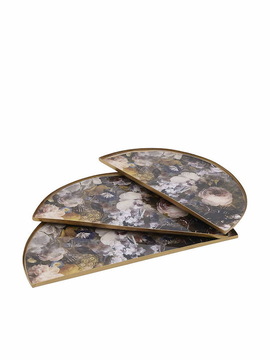 Inart Metallic Decorative Platters Set Black 29.5x15x1cm 3pcs