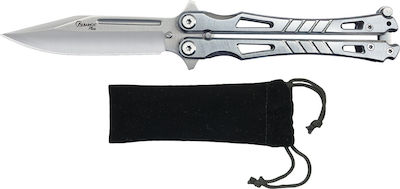 Martinez Albainox BT S Steel Butterfly Knife Silver with Blade made of Steel in Sheath