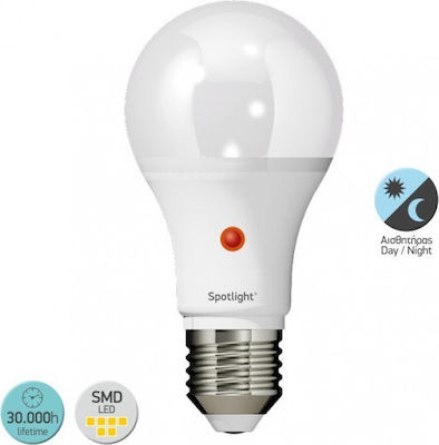 Spot Light LED Lampen für Fassung E27 und Form A60 Kühles Weiß 850lm mit Lichtsensor 1Stück