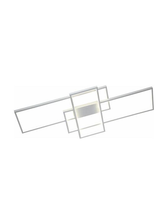 Inlight Μοντέρνα Μεταλλική Πλαφονιέρα Οροφής με Ενσωματωμένο LED σε Ασημί χρώμα 100cm