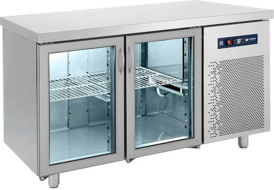 Bambas Frost Английски превод: Stainless Steel Refrigerator Counter 344лт with 2 Glass Doors and Cooling Machine 0/+10°C L139xW70xH85см PGG 139