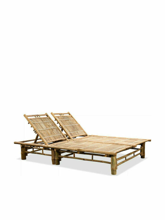 Deckchair Double Bamboo Brown 200x130x24cm.
