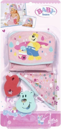 ZAPF Creation Baby Born Zubehör Bad Kapuzenhandtuch und Schwamm Rosa