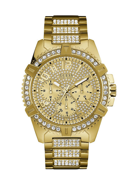 Guess Frontier Γυναικείο Ρολόι 48mm Μπαταρίας με Χρυσό Μεταλλικό Μπρασελέ