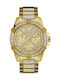 Guess Multifunction Crystals Uhr mit Gold Metallarmband