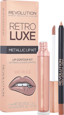 Revolution Beauty Retro Luxe Makeup Set for the Lips Metallic We Rule 2pcs