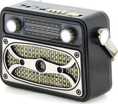 Meier M-183BT Retro Tabletop Radio Rechargeable with Bluetooth and USB Black