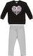 Alouette Kids Set with Leggings Winter 2pcs Black Σετ Κολάν με Μπλουζάκι "Five Star"