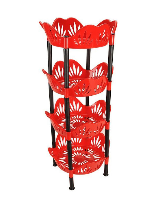 Τρόλλεi 4 Θέσεων Μαργαρίτα Κόκκινο Kitchen Rack Plastic in Red Color 4 Slots 38.5x38.5x91cm