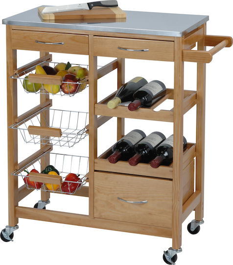 Excellent Houseware Τρόλεϊ Ξύλινο 4 Θέσεων Καφέ 784400000