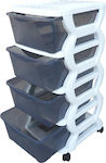 Plastic Drawer 36x40x80cm 4-storey White-Grey with Wheels BAMA GROUP Italy