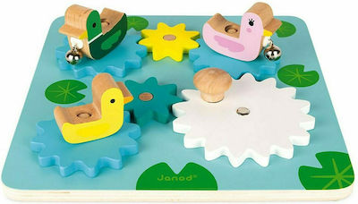 Janod Baby Toy Γρανάζια Λίμνη Με Πάπιες made of Wood for 24++ Months