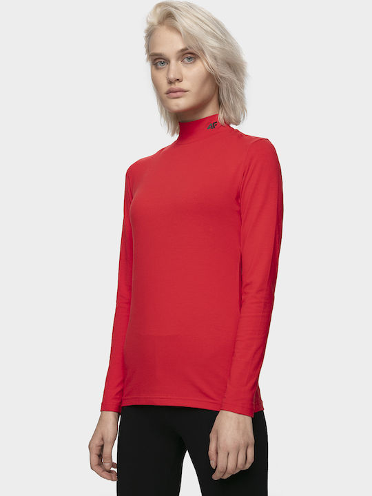 4F De iarnă Feminină Din bumbac Bluză Mânecă lungă Roșie H4Z19-TSDL002-62S