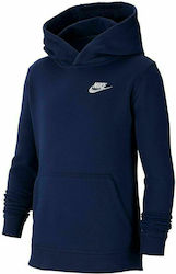 Nike Fleece Παιδικό Φούτερ με Κουκούλα και Τσέπες Navy Μπλε