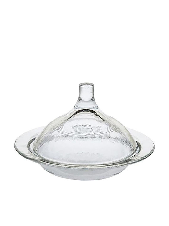 Espiel Transparent Glass Cake Stand with Lid Candy 14x14cm