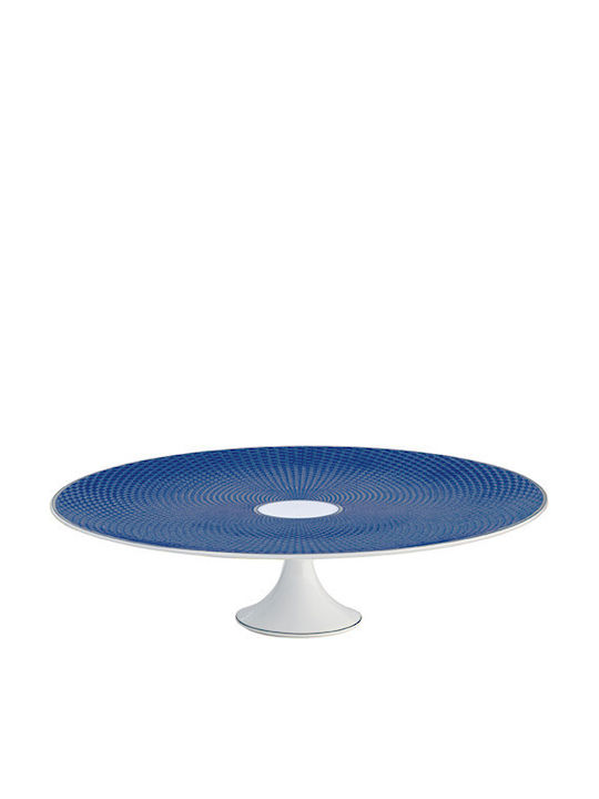 Raynaud Limoges Platou pentru tort din porțelan Motive Medium Blue Tortieră din Porțelan cu Picior Albastru