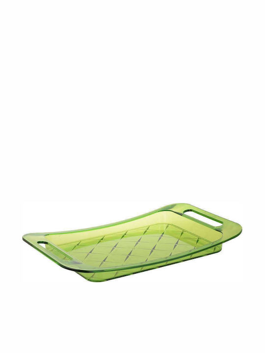 Click Plastic Dreptunghiular Tavă de Servire cu Mânere în Culoare Verde 45x28.5x5cm 1buc