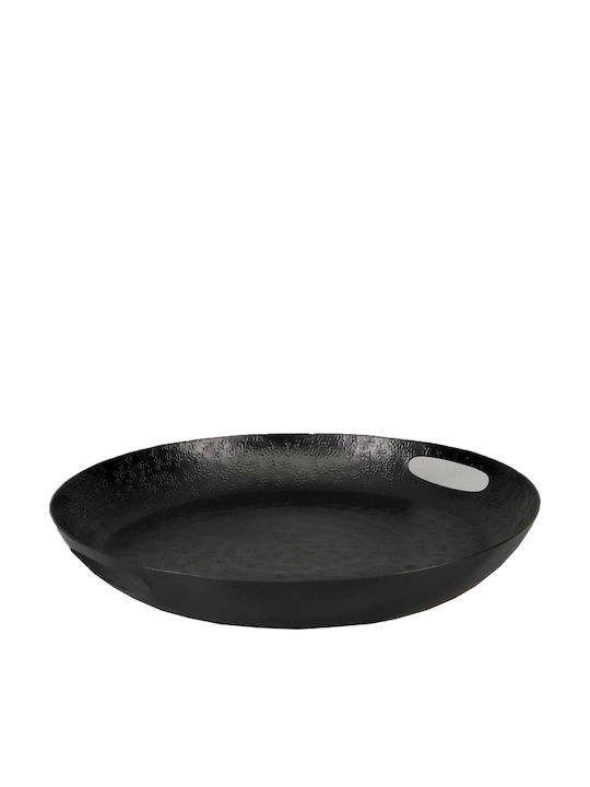 InTheBox Dahlia Metal Rotund Tavă de Servire cu Mânere în Culoare Negru 40x40x5.5cm 014962 1buc
