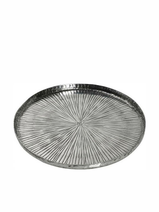 Espiel Aluminum Round Decorative Tray Πλατώ Σερβιρίσματος Αλουμινίου Γραμμωτό 30,5x30,5x1,5cm 30.5x30.5x1.5cm