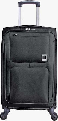 Bartuggi Medium Travel Suitcase Fabric Black with 4 Wheels Height 67cm