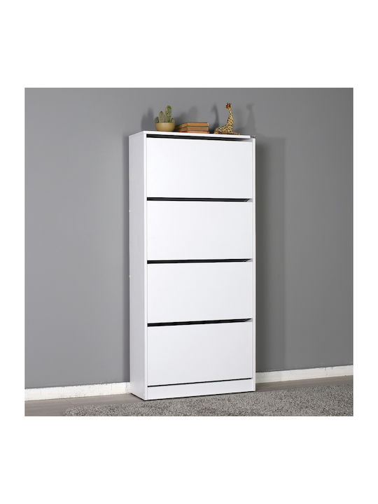 Suport pentru pantofi Flat Duo cu 4 Rafturi Alb L73xW26xH157cm