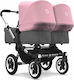 Donkey 2 Twin Grey Melange - Soft Pink Canopy με Σκελετό Aluminium