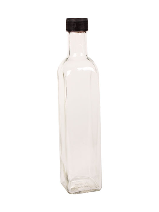 Keskor Μπουκάλι Νερού Γυάλινο με Βιδωτό Καπάκι Διάφανο 500ml
