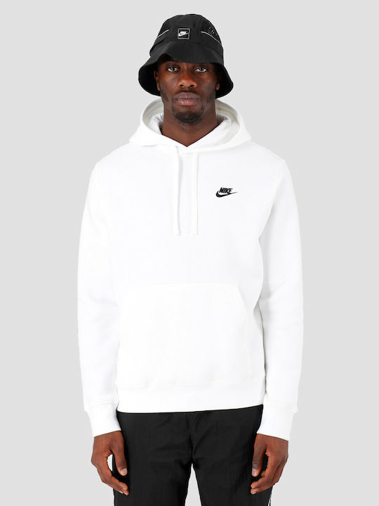 Nike Sportswear Club Ανδρικό Φούτερ με Κουκούλα και Τσέπες Λευκό