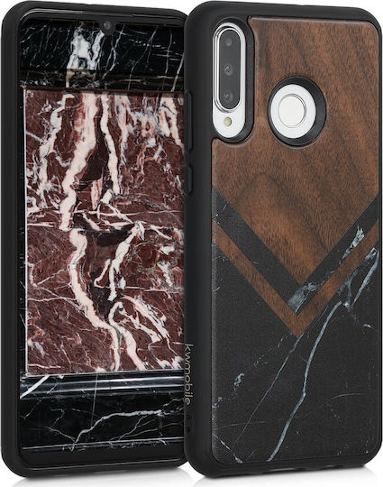 KWmobile Wood Marble Umschlag Rückseite Hölzern Mehrfarbig (Huawei P30 Lite)