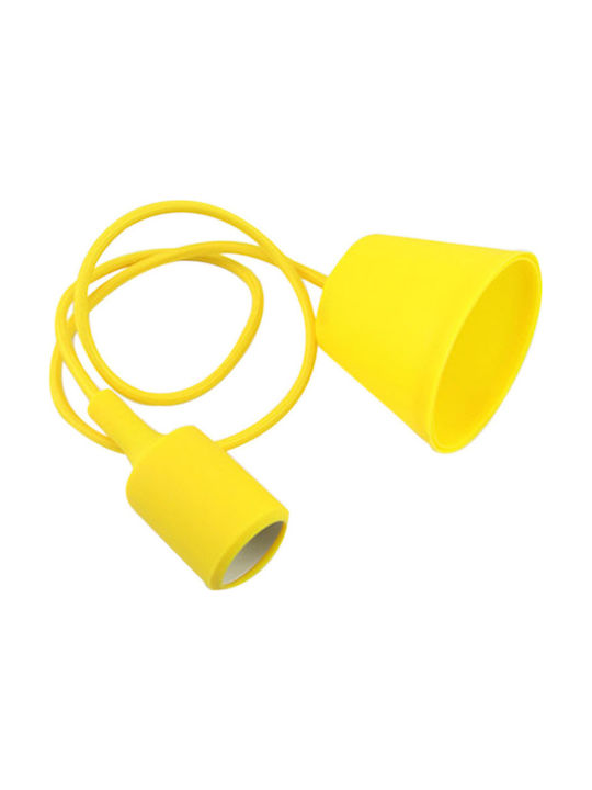 Κλασικό Κρεμαστό Φωτιστικό Μονόφωτο με Ντουί E27 σε Κίτρινο Χρώμα