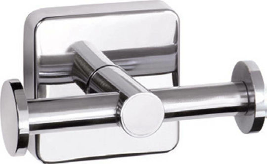 Karag Quattro Άγκιστρο Μπάνιου Διπλό με Βίδες ​9x6cm Inox Ασημί