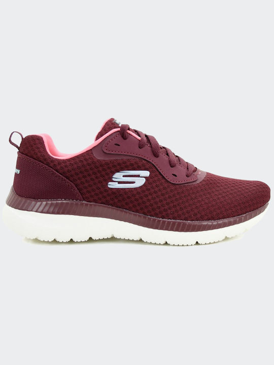 Skechers Mesh Lace Up Memory Foam Γυναικεία Αθλητικά Παπούτσια Running Κόκκινα