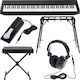 Yamaha Electric Stage Piano P-45 Mega Set with 88 Weighted Keys Built-in Speakers and Connection with Headphones and Computer Black