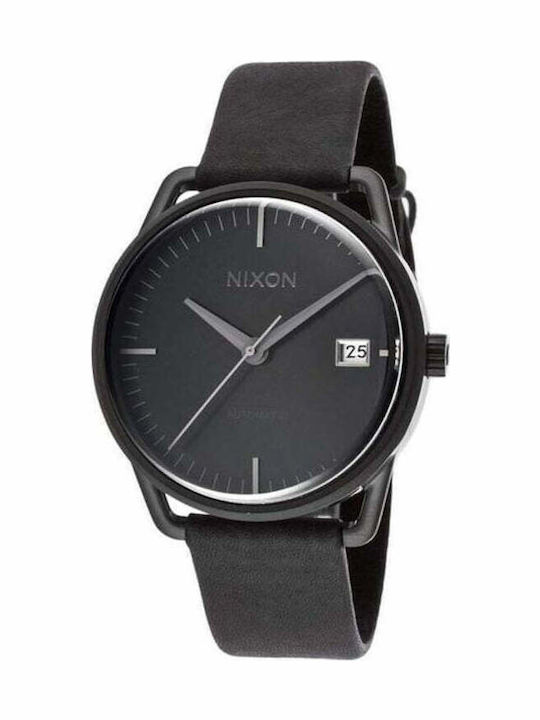 Nixon Men's Watch 39mm Automatic with Black Leather Strap