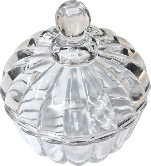 AGC Glass Sweet Jar Glass candy dish with lid and foot with Lid and Foot Transparent 9x9x8cm