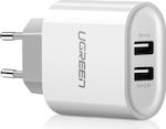 Ugreen Φορτιστής Χωρίς Καλώδιο με 2 Θύρες USB-A 17W Λευκός (CD104)