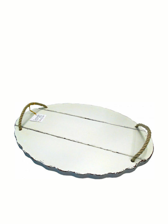 Korres Craft Wooden Serving Tray With 2 Handles 45cm Antique Wooden Oval Serving Tray with Handles in Bronze Color 45x32cm 236-431-63 1pcs