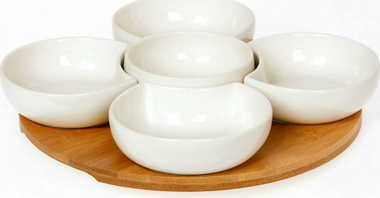 Cryspo Trio Porcelain Dessert Divided Serving Tray with 5 Positions Lotos White Ø37.5cm 5pcs Cryspo Trio Porcelain Dessert Divided Serving Tray with 5 Positions Lotos White Ø37.5cm 5pcs