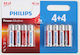 Philips 8 Pack Alkaline Batteries AA Power 1.5V LR6P8BP10