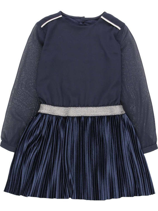Children's Dress Long Sleeve Velvet Navy Blue