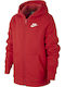 Nike Boys Athleisure Hooded Sweatshirt Sportswear with Zipper Red