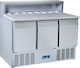 Cool Head Frigider Inoxidabil de Banc Salată 350lt cu Sertar și Unitate de Răcire 0/+8°C L140xl70xH102.2cm CRP 93A