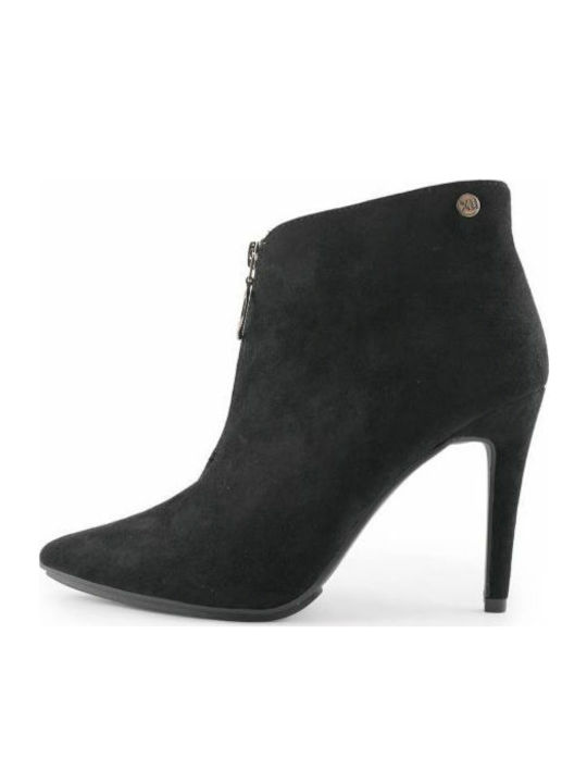 Xti Suede Women's Ankle Boots with High Heel Black