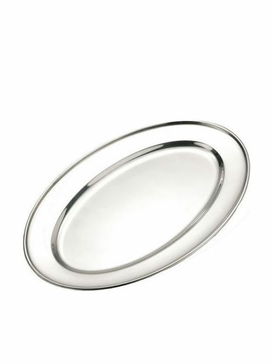 Venus Serving Plate Oval Stainless Steel Silver 40x28εκ. 1pcs