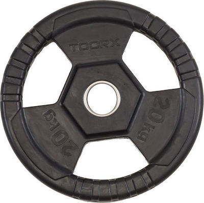 Toorx Scheibenset Olympischen Typs Gummierte 1 x 20kg Φ50mm mit Griffen